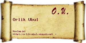 Orlik Ubul névjegykártya